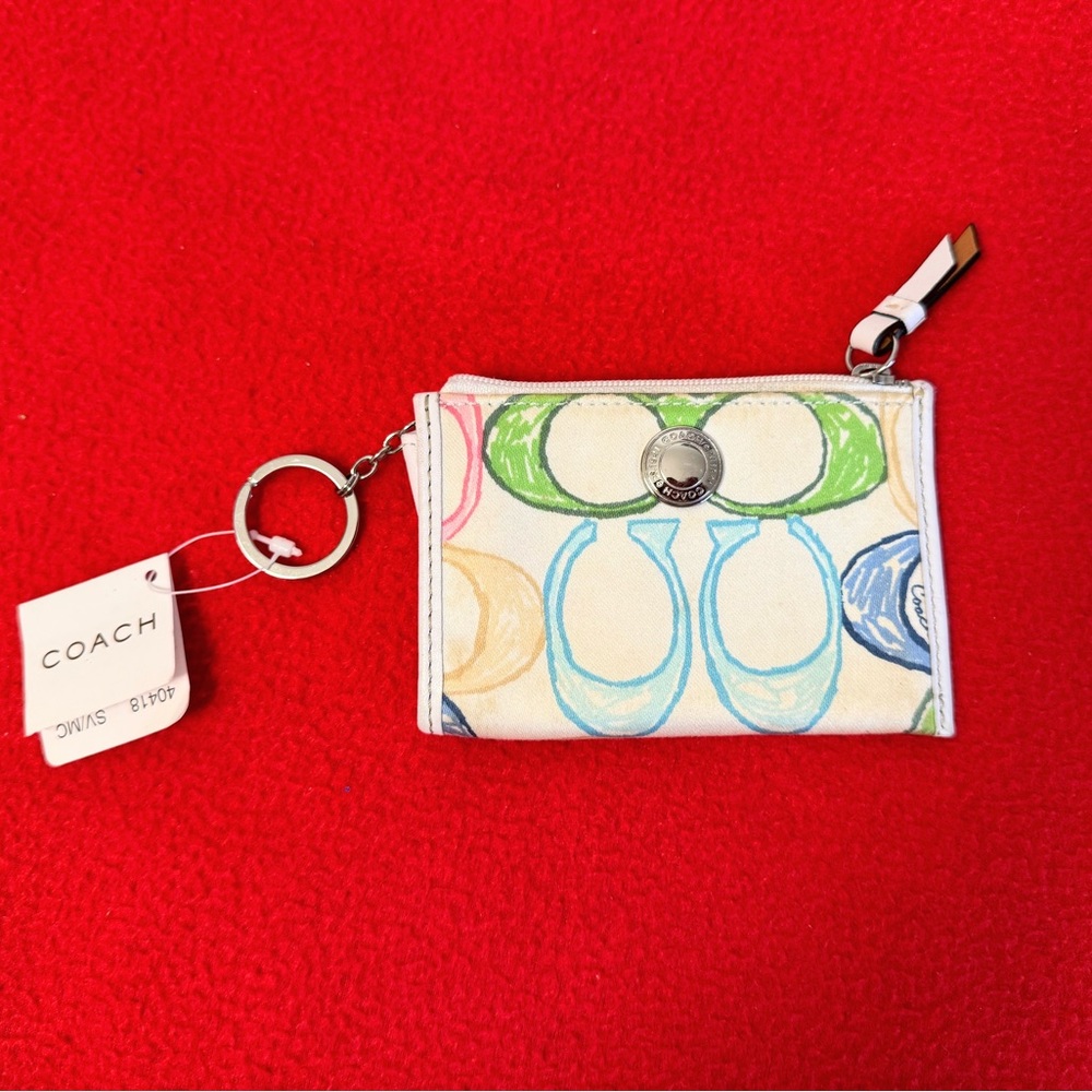 Coach Mini Coin Purse key fob Logo print multicolor 4.5 X 3. New